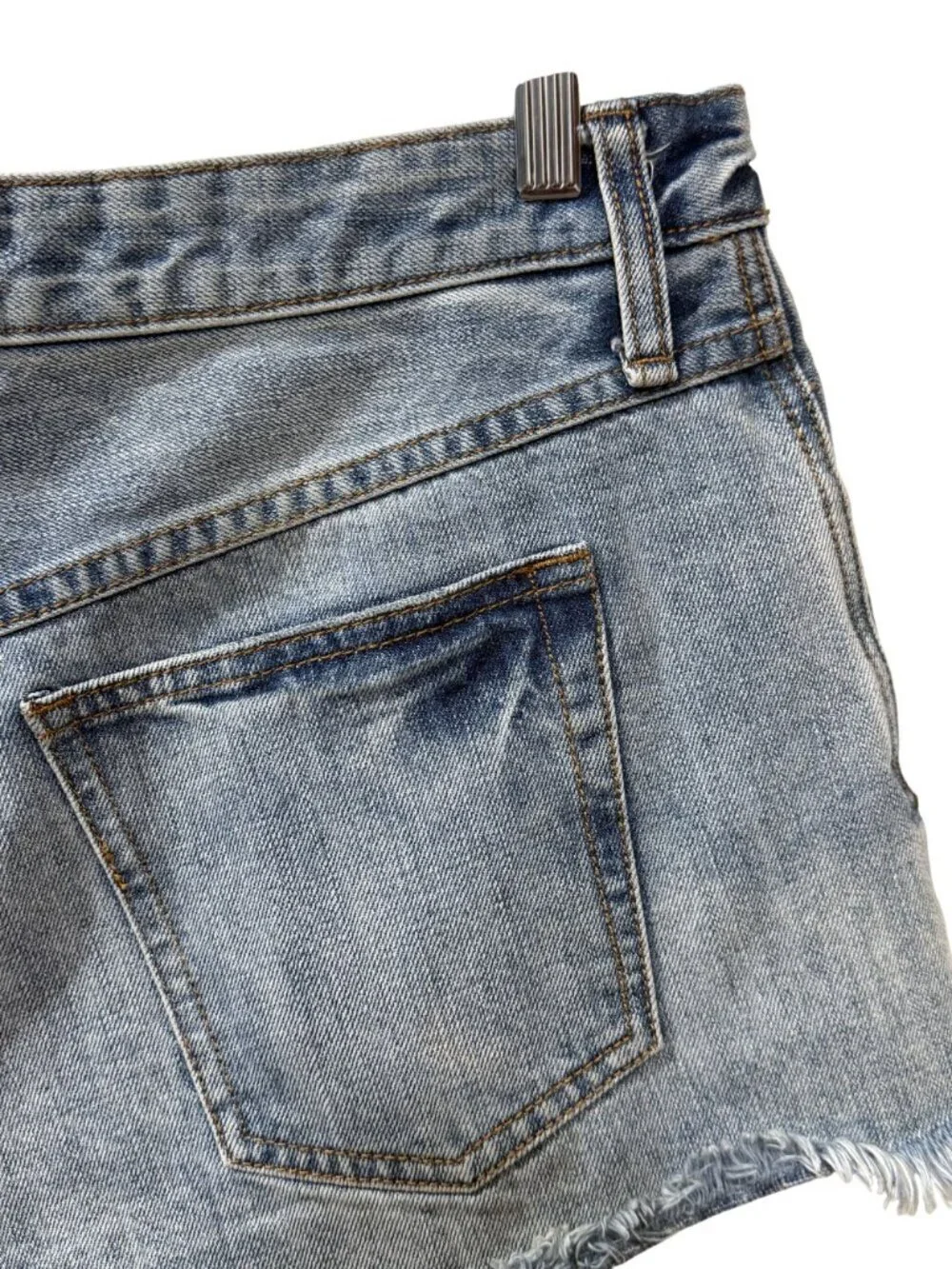 Free People Womens Distressed Denim Shorts Blue Size 29 Button Fly Raw Hem
